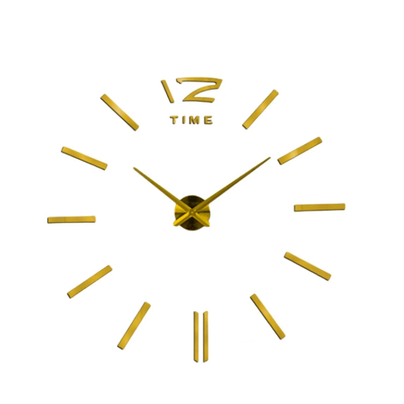 Large 3D acrylic wall clock with mirror effect