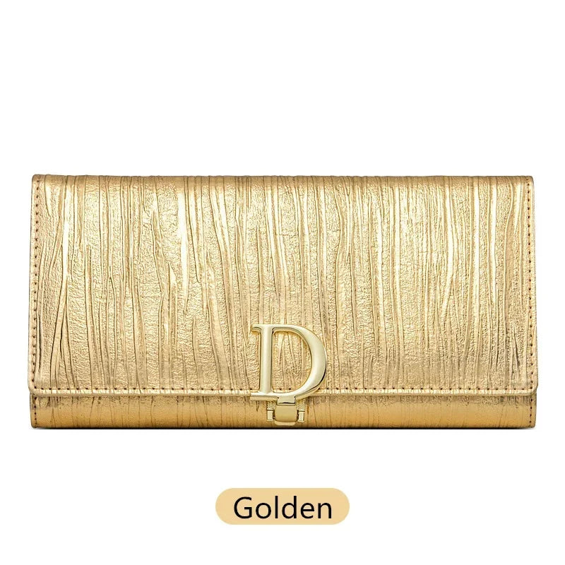 Women's Genuine Leather Long Wallet with Phone Compartment