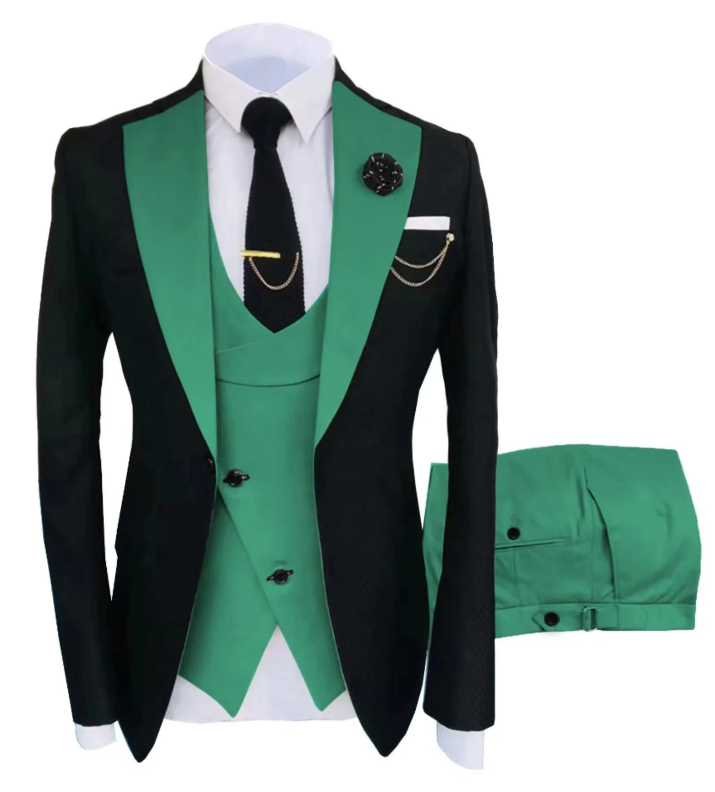 Mens 3 piece summer suit, slim-fit groom's suit for outdoor wear