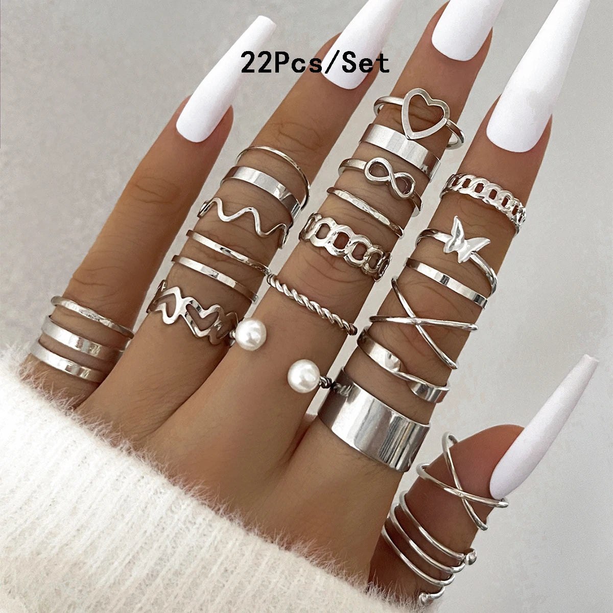 23Pcs Gold & Silver Knuckle Rings Set for Women, Crystal Star & Moon Designs for Party & Gifts