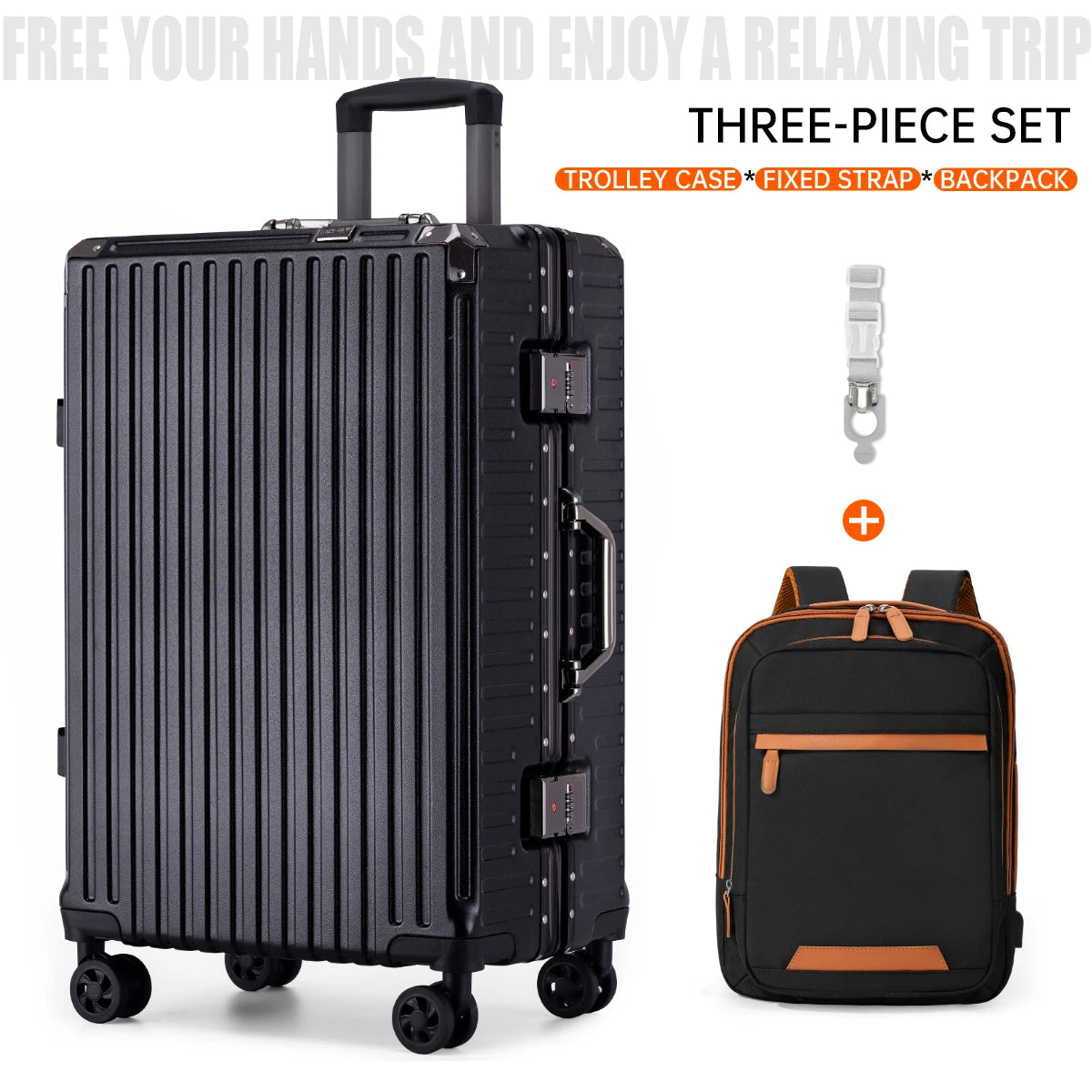 3-piece hardside luggage set with aluminum frame