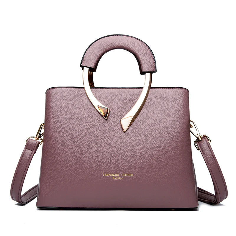 Large capacity women's handbag with compartments