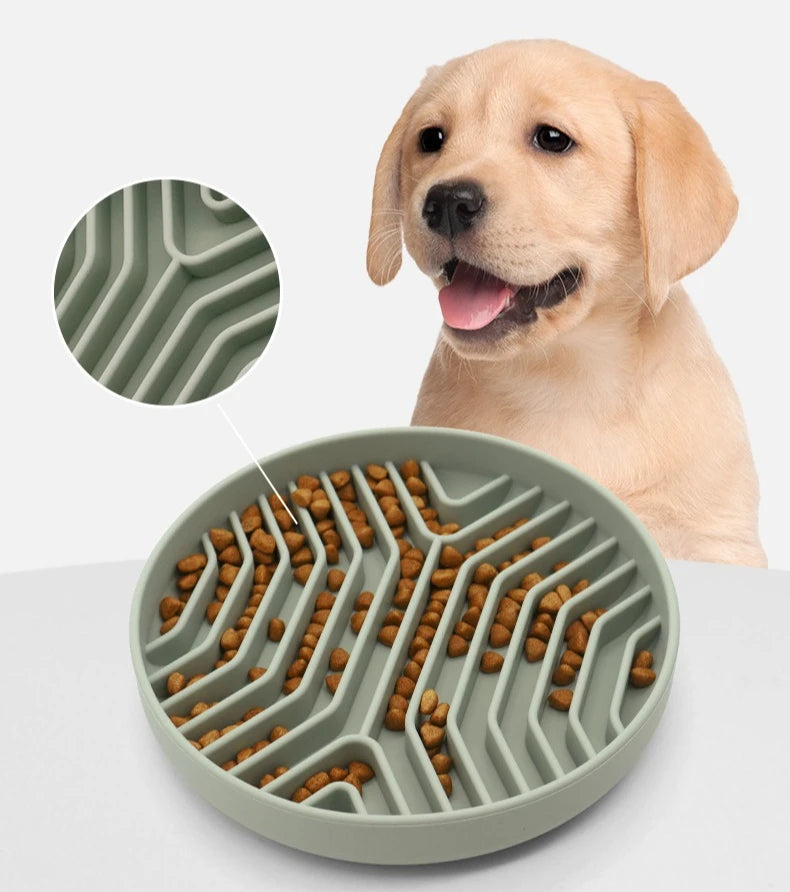 Pet Slow Feeder Bowl | Anti-Choke Anti-Vomit for Dogs Cats | Non-Slip Silicone Mat for Fast Eaters