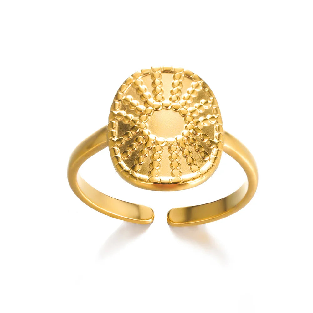 Stainless Steel Ring. Gold Finish. Classic Luxury Design