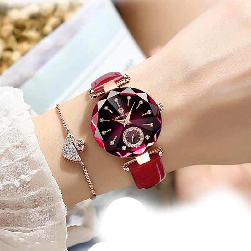 Elegant women's watch with leather strap