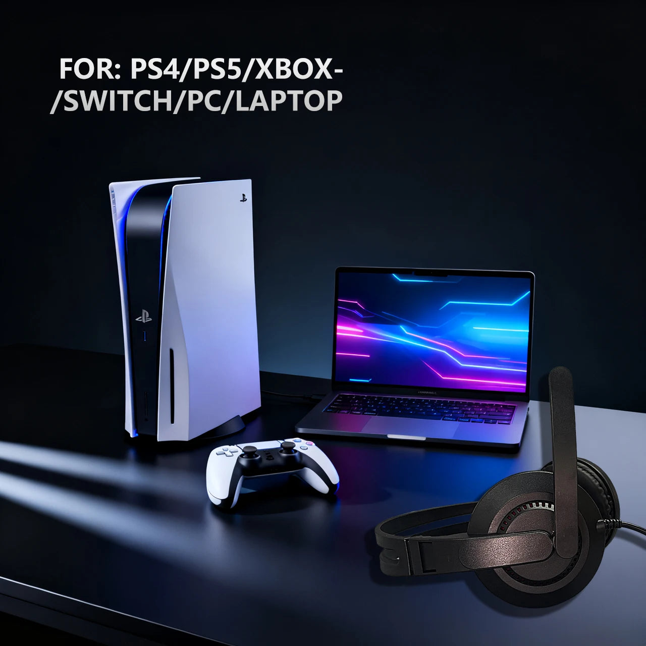 Wired Over-Ear Gaming Headphones with Mic, Multi-Device for PC, Laptop & Gaming