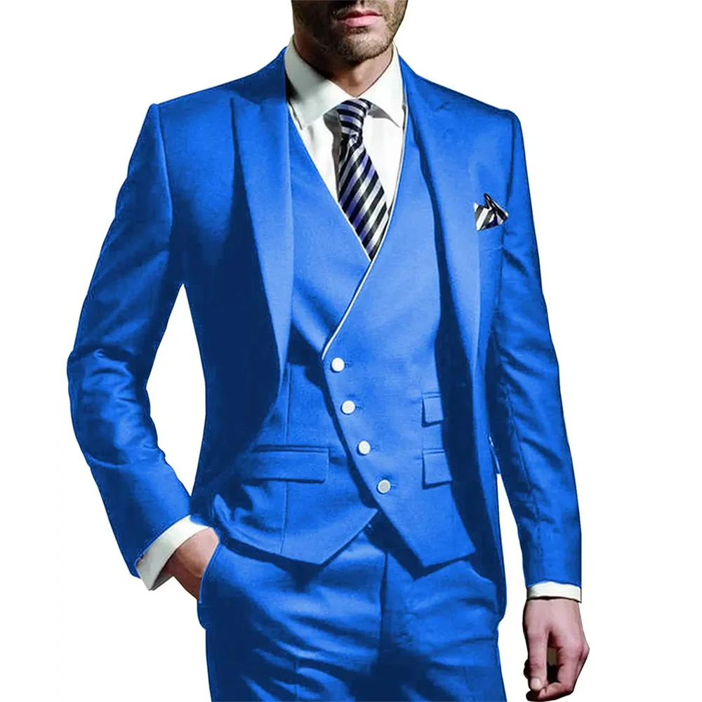 Men's 3-Piece Wedding suit: Slim Fit Jacket, Vest & Trousers