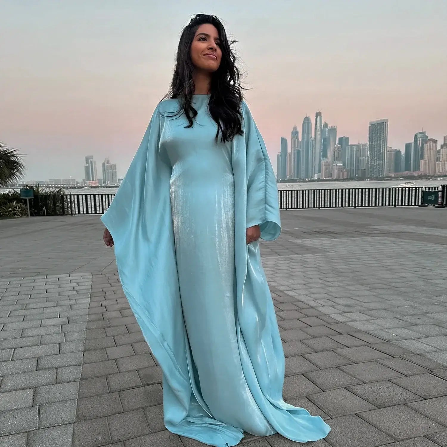 Shiny abaya with butterfly design