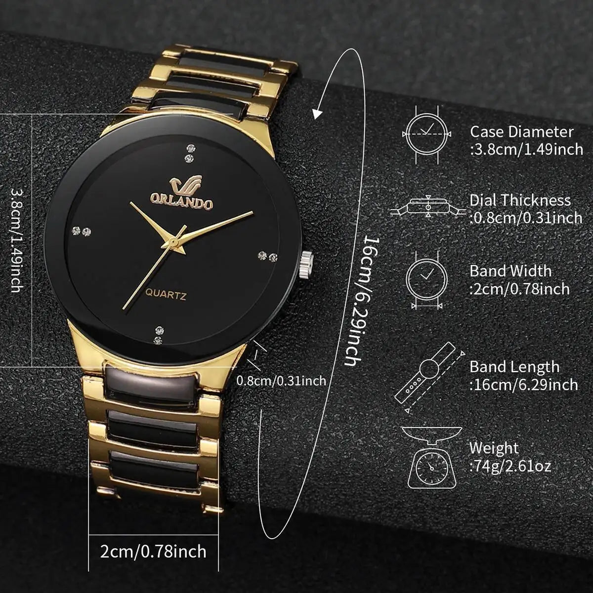 Couple watch set stainless steel bracelets
