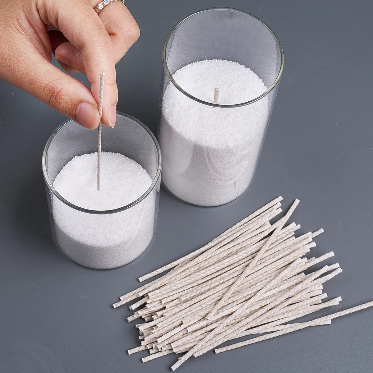 Waxed Cotton Candle Wicks (100 Pieces) | 6/10/15/20cm | Smokeless Wicks for Soy Wax, DIY Candle Making Supplies