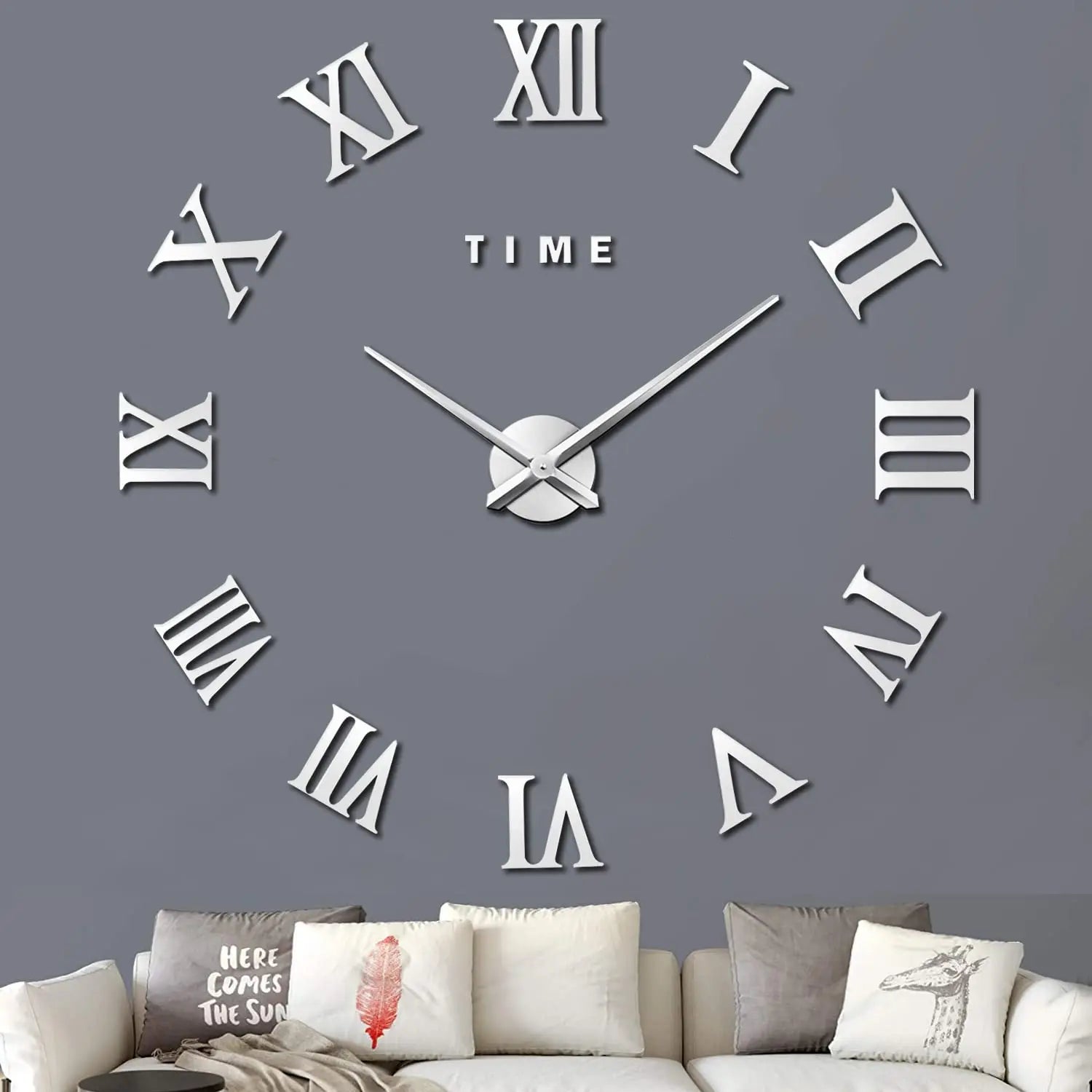 Large 3D acrylic wall clock with mirror effect