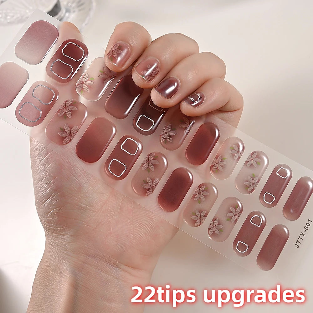 Semi-Cured Gel Nail Wraps with French Tips, Long Lasting for Nail Art & Extensions