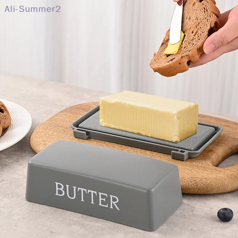 Butter dish with butter cutter, cheese box with lid and knife, practical butter holder for countertop and refrigerator