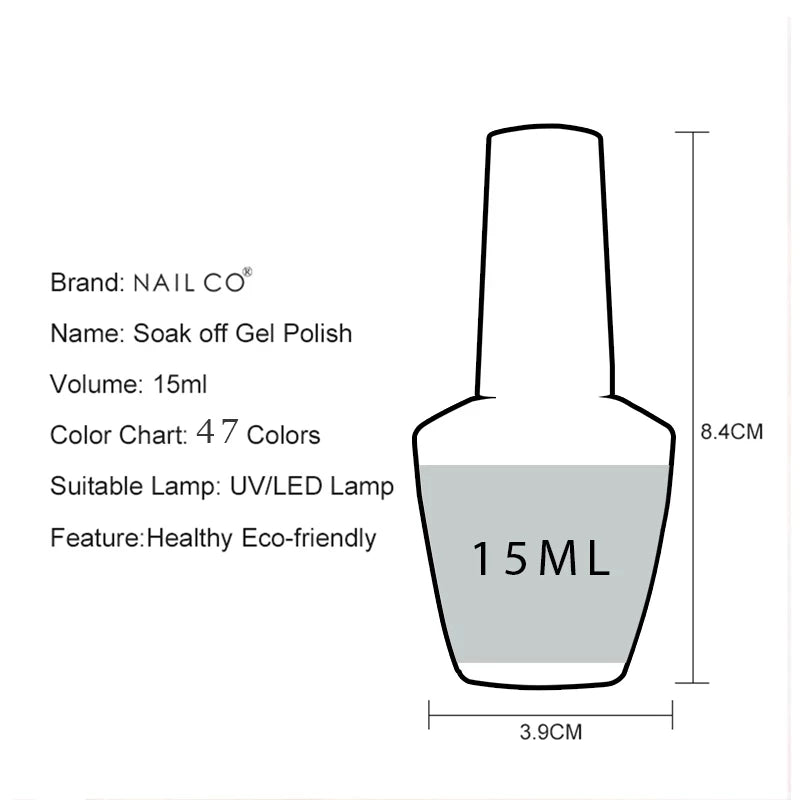 Gel Nail Polish (15ml) Semi-Permanent UV for Nail Art