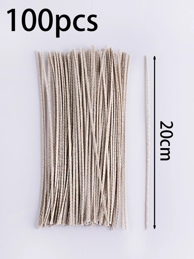 Waxed Cotton Candle Wicks (100 Pieces) | 6/10/15/20cm | Smokeless Wicks for Soy Wax, DIY Candle Making Supplies