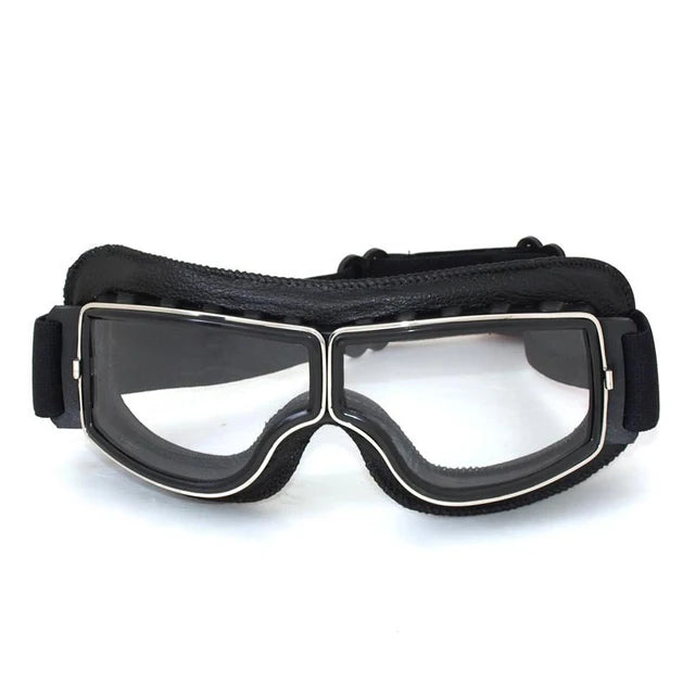 Retro Leather Motorcycle Goggles - Windproof and Foldable for Helmet