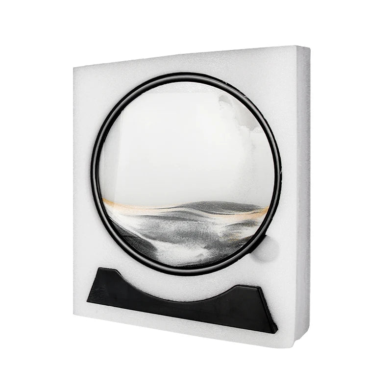 3D Moving Sand Picture, Nordic Style Round Kinetic Art, Decorative Hourglass for Desk, Original Home Decor Gift