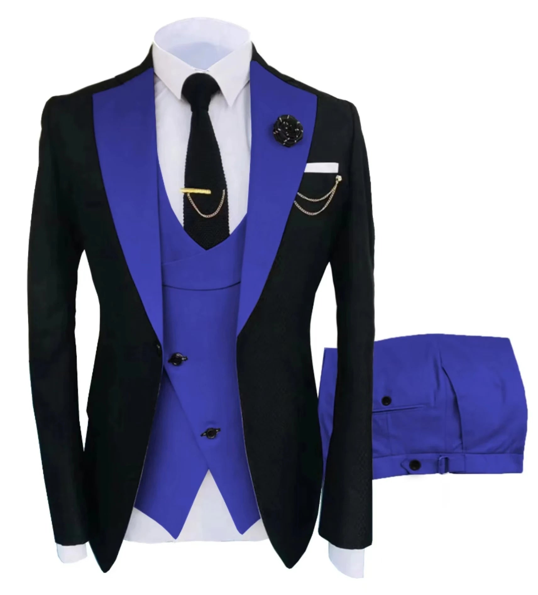 Mens 3 piece summer suit, slim-fit groom's suit for outdoor wear