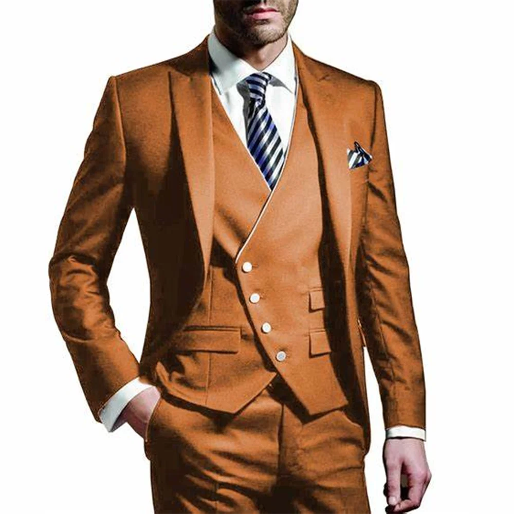 Men's 3-Piece Wedding suit: Slim Fit Jacket, Vest & Trousers