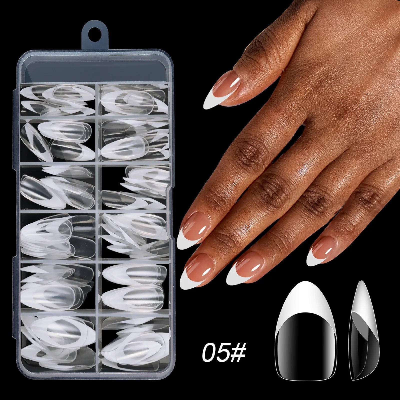 Press-on nail set medium square French style