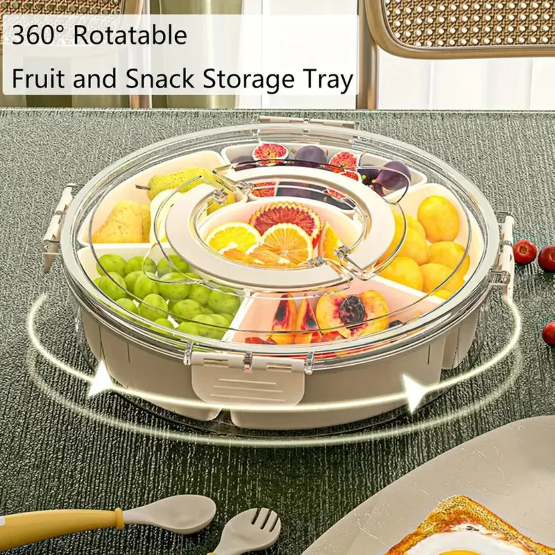 Portable rotating charcuterie board with lid