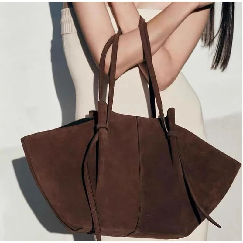 Women's faux suede handbag with matte finish