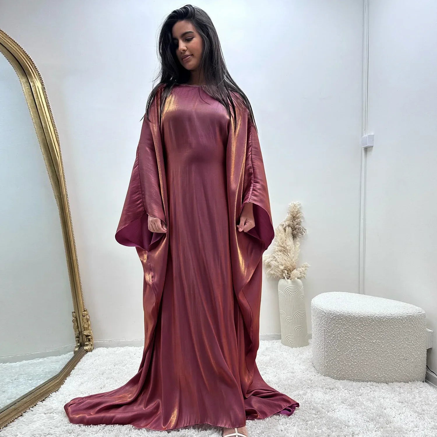 Shiny abaya with butterfly design