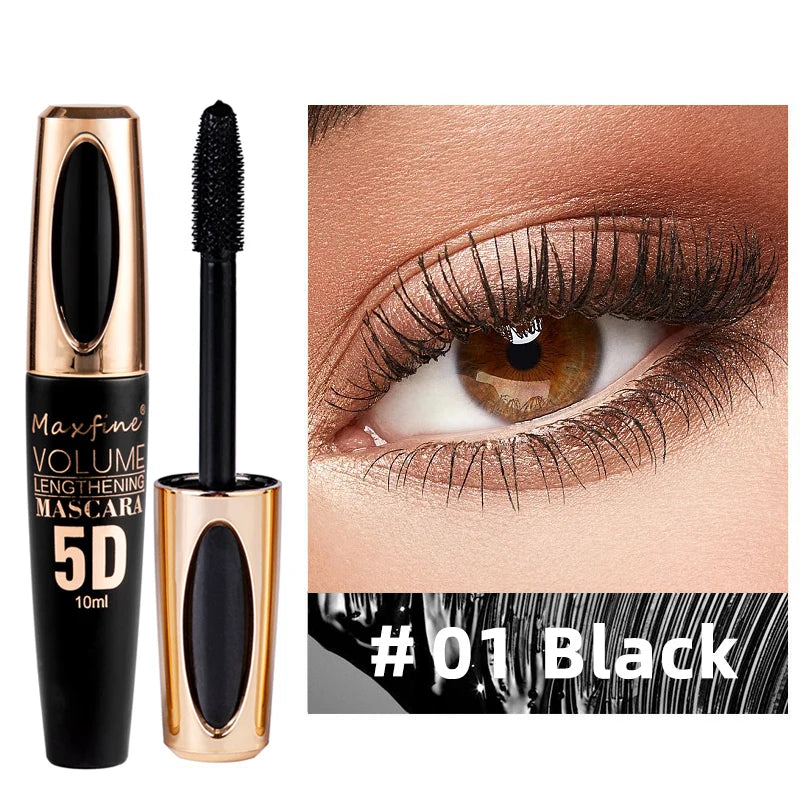 5D Silk Mascara, Waterproof for Lengthening & Volumizing Black Lashes