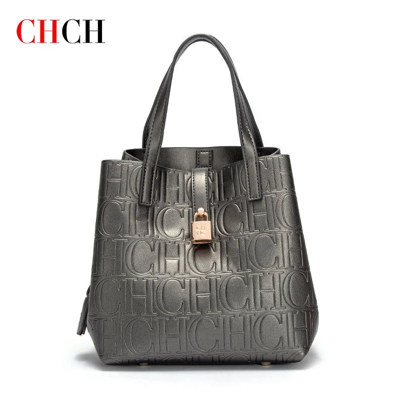 CH Women's Tote Bag | with Stamped Steel Texture, Handbag, Large Capacity