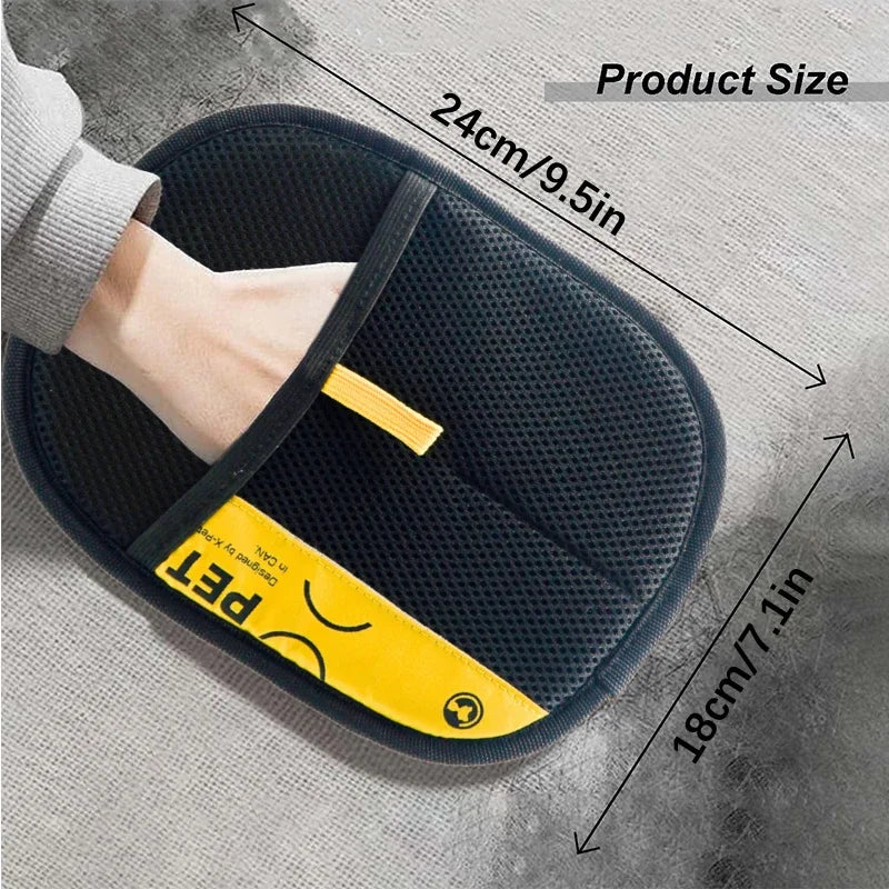 2-in-1 Pet Grooming Glove | Electrostatic Hair Remover Brush and Lint Roller | Reusable and Washable Tool for Cats and Dogs