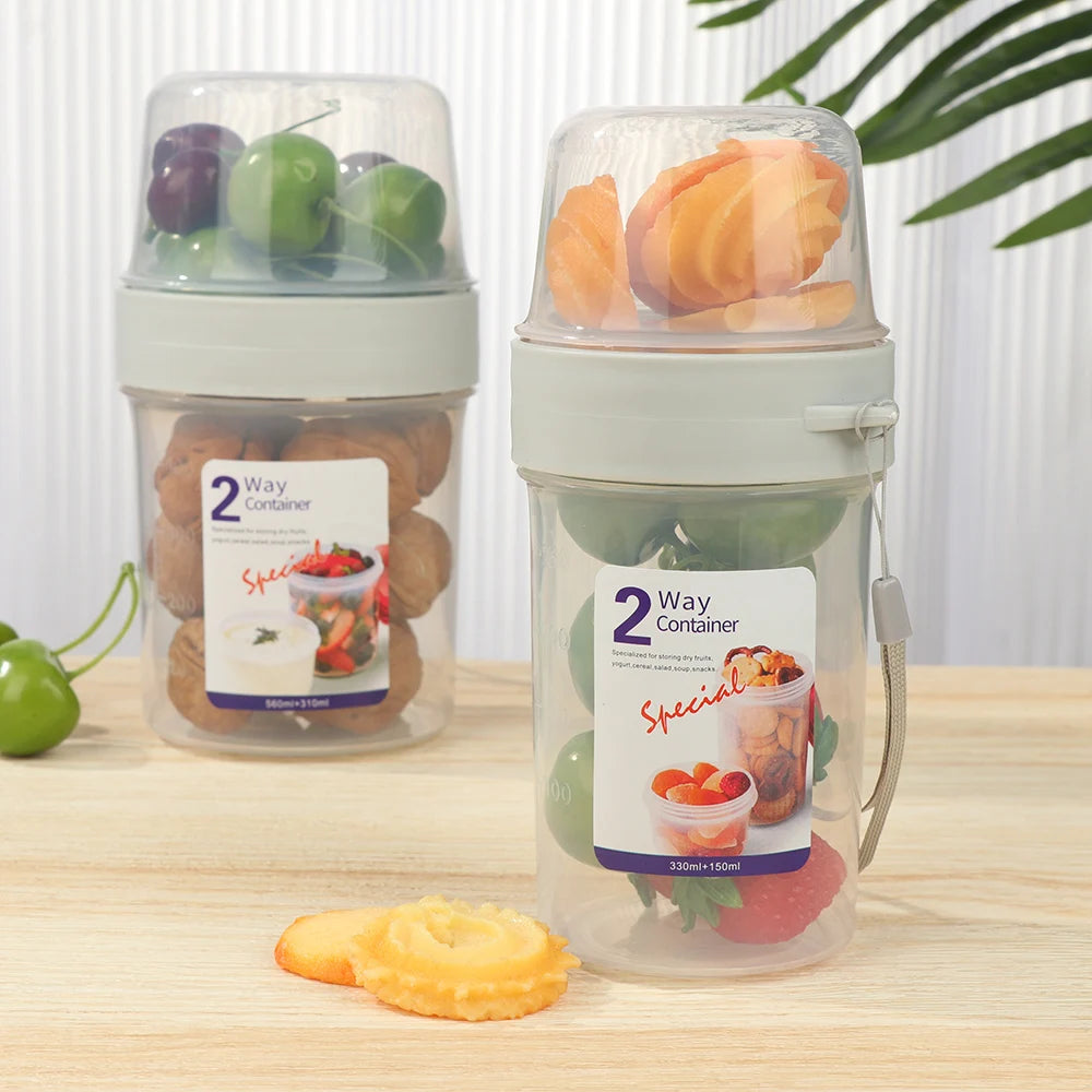 Portable and Multipurpose Airtight Two-Tier Food Container