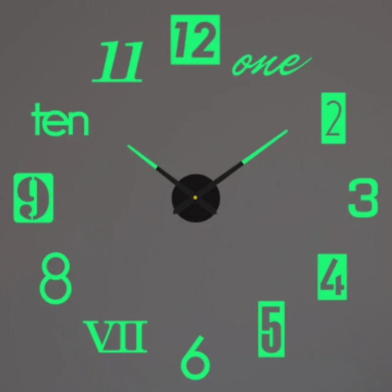 Large 3D acrylic wall clock with mirror effect