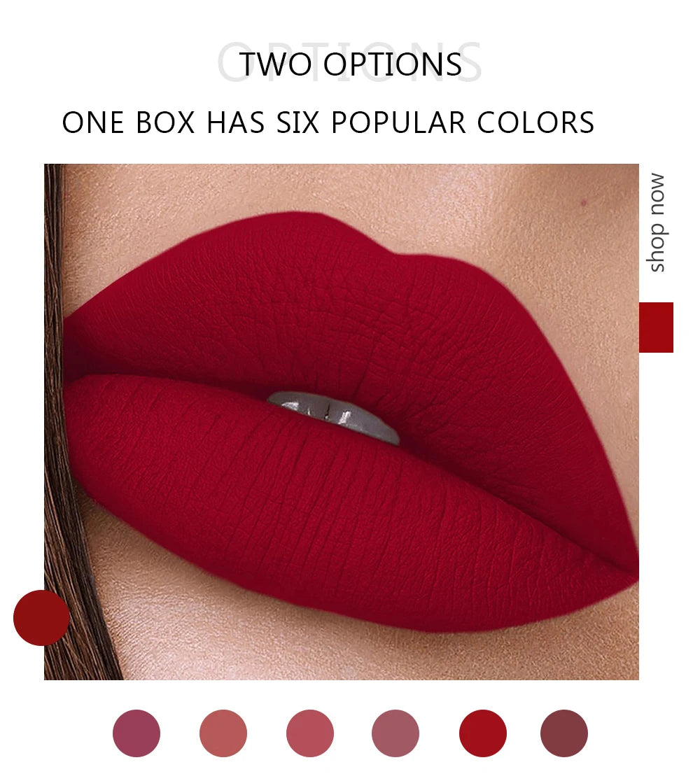 Set of 6 Long-Lasting Matte Lipsticks, Gift Box