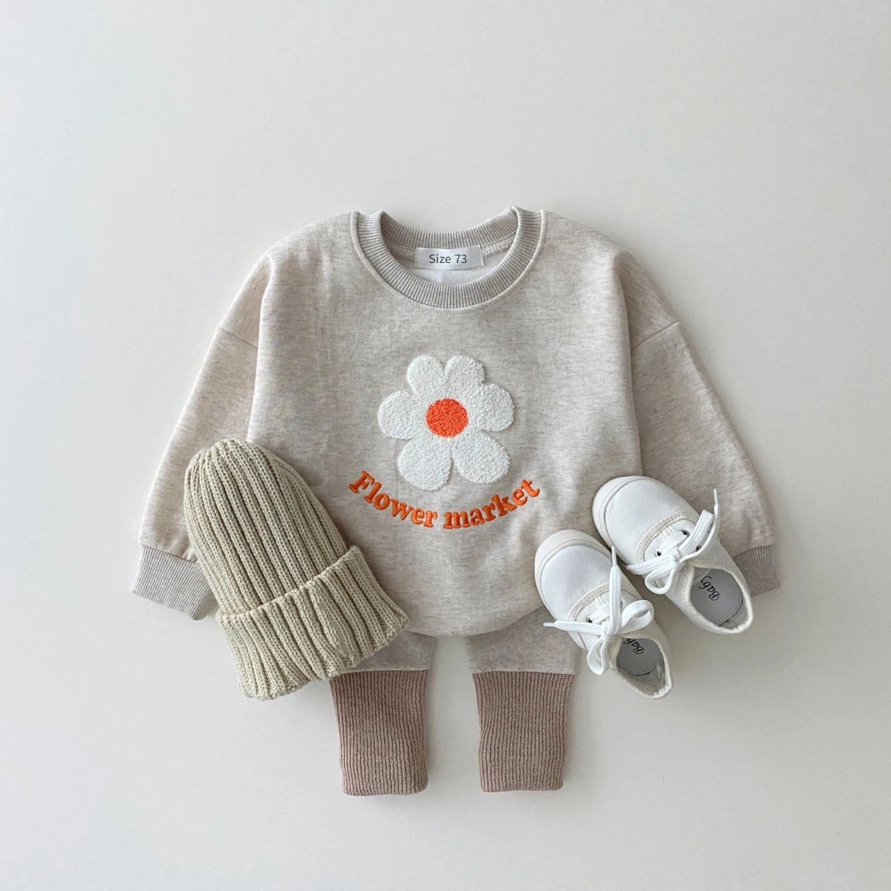 Newborn baby clothes set with floral sweater