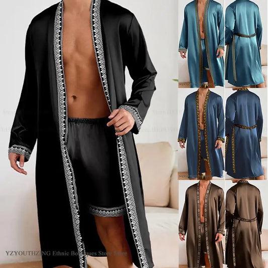 R-Men's Long Summer Pajamas | Rayon Baroque Kimono Robe - Look for it here