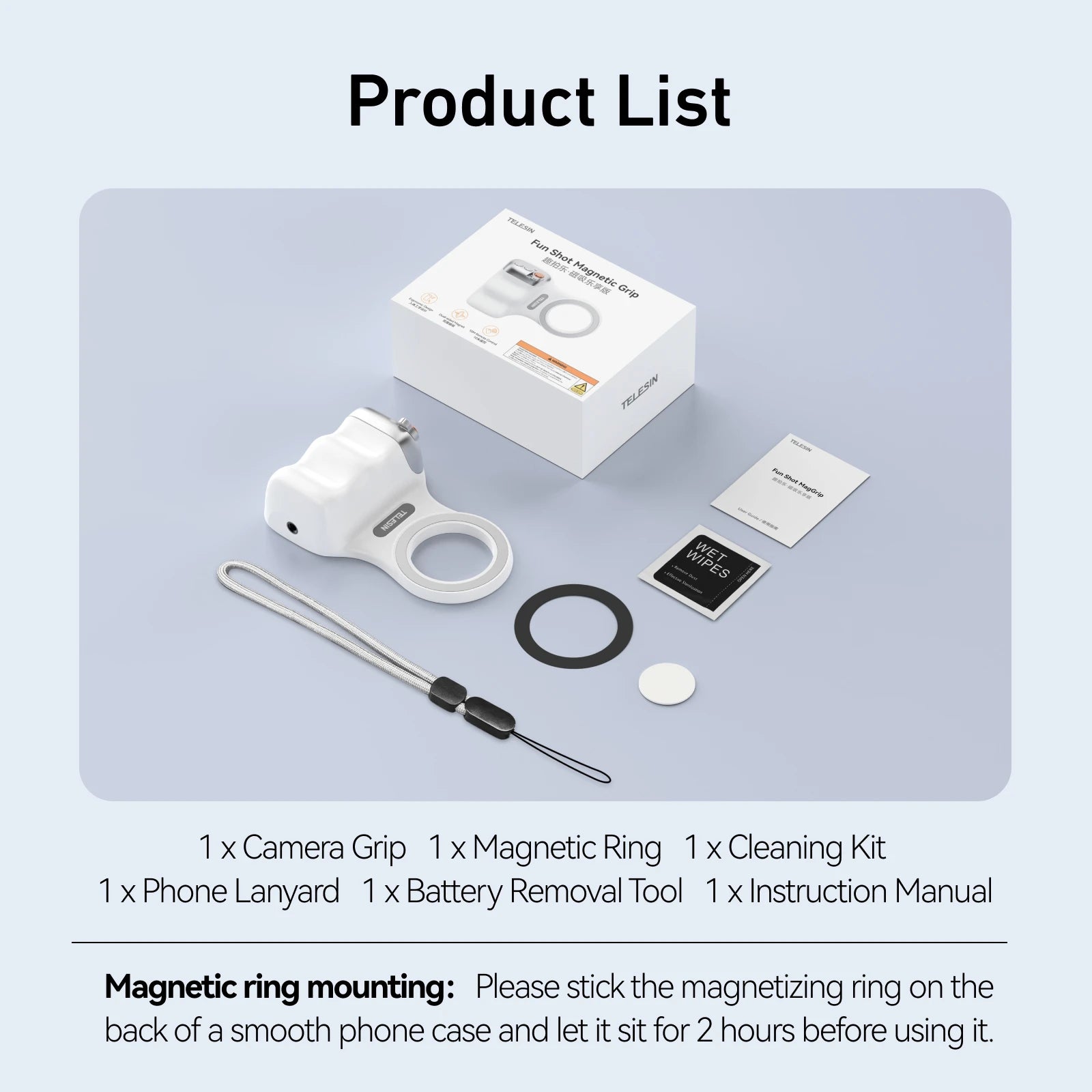 Magnetic phone grip with remote control