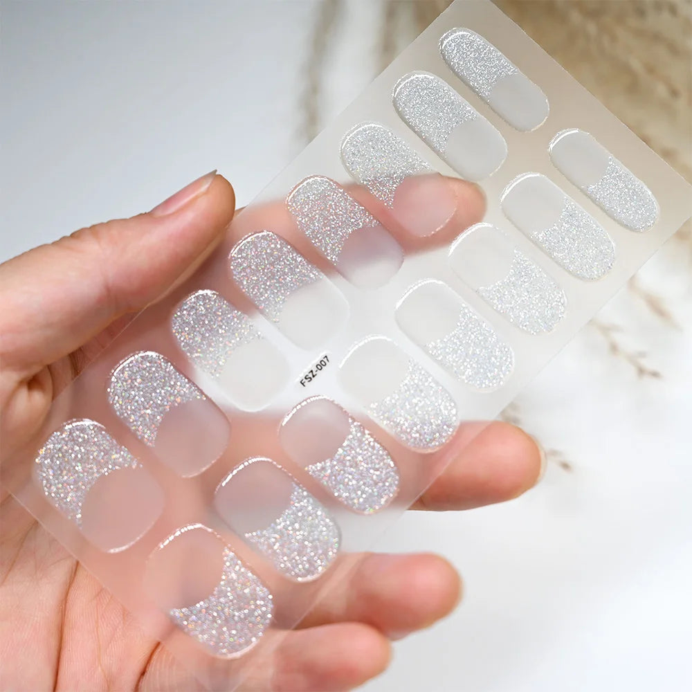 Semi-Cured Gel Nail Wraps with French Tips, Long Lasting for Nail Art & Extensions