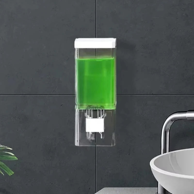 Adhesive Wall-Mounted Soap Dispenser - Manual, Transparent