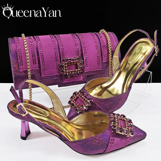 Z-Women's Evening Shoe Set, Pointed Toe, Elegant, Italian Design, with Matching Handbag