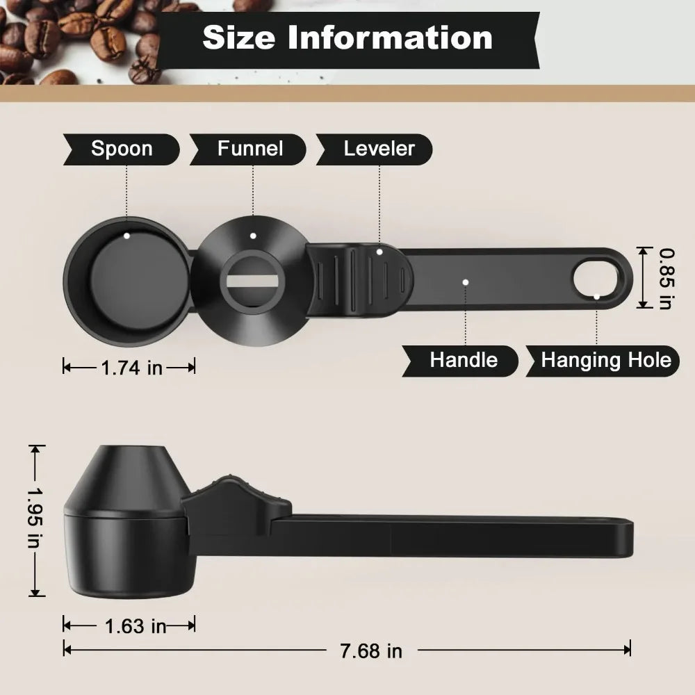 Coffee Scoop with Sliding Lid | Long Handle and Large Capacity | Spill-Proof Measuring Spoon for Kitchen