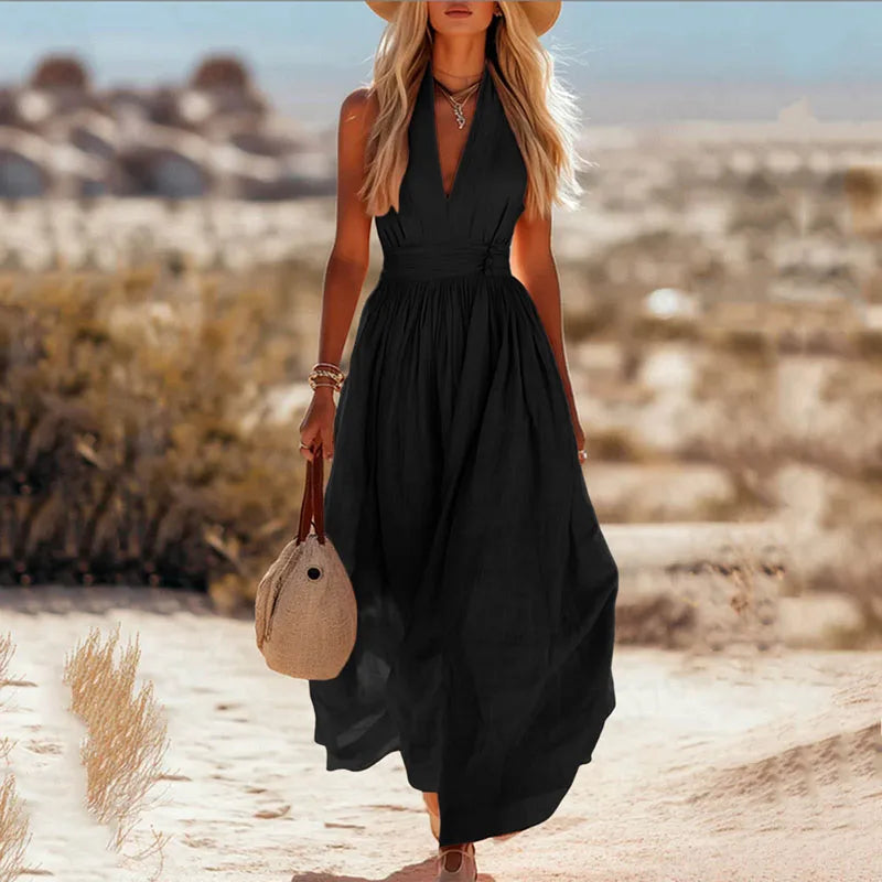 Women's summer maxi dress pleated design