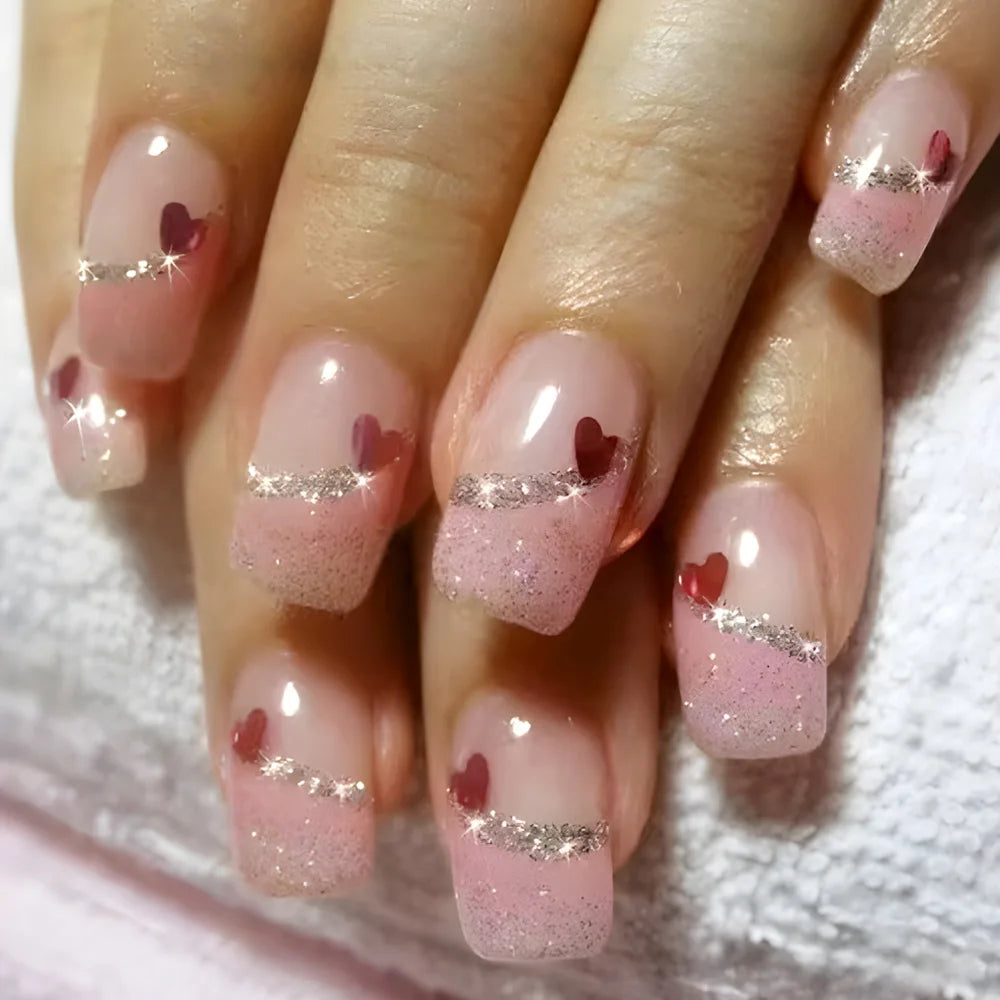 Y2K press on nails black French tips