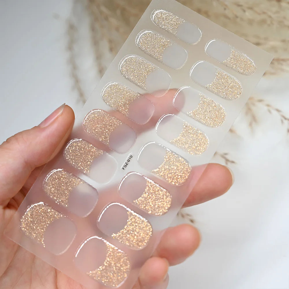 Semi-Cured Gel Nail Wraps with French Tips, Long Lasting for Nail Art & Extensions