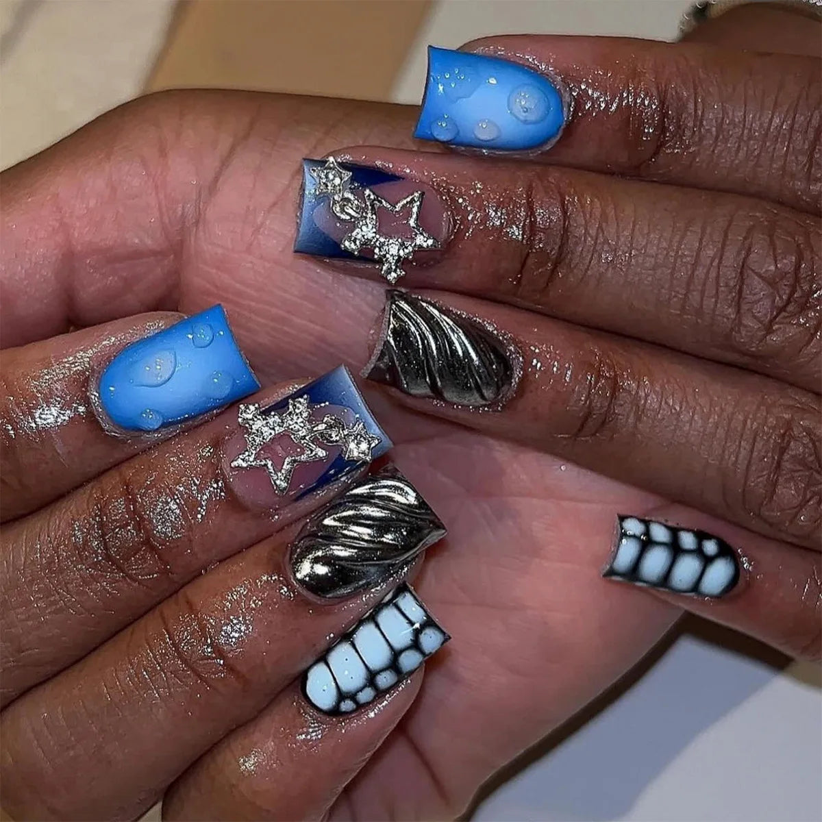 Duck shaped press on nails punk style