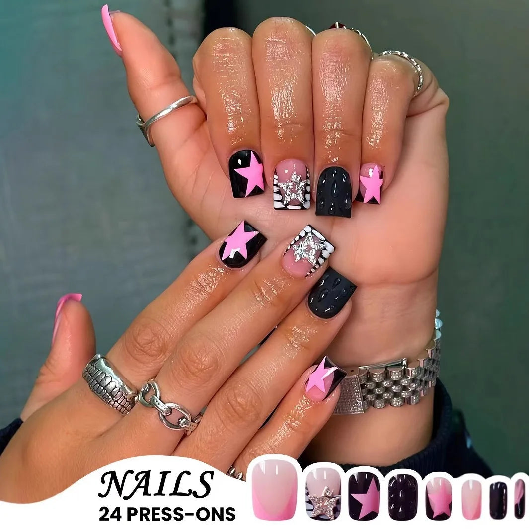 Duckbill press-on nails short design