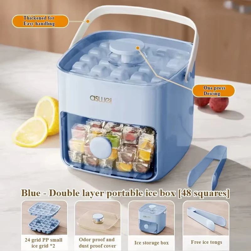 48-cavity ice maker with storage bucket