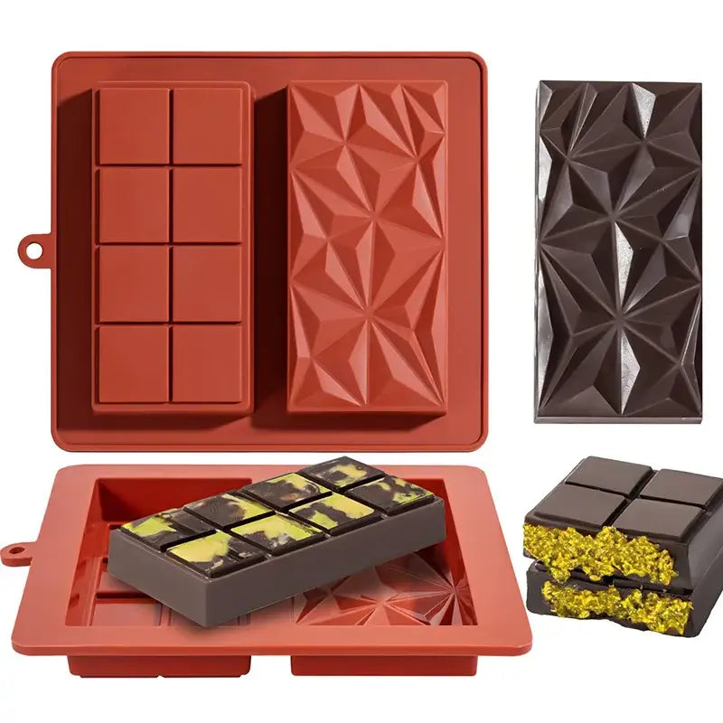 Silicone chocolate bar mold for thick tablets