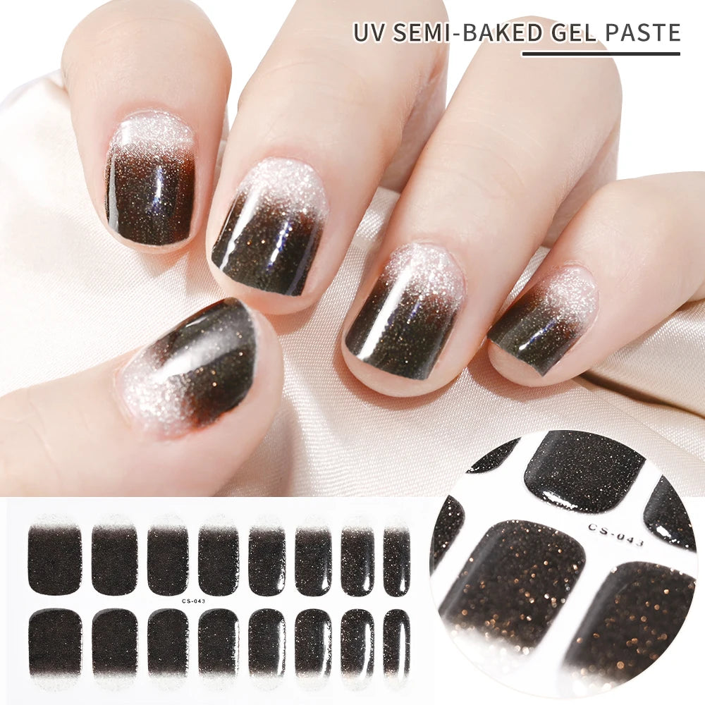 Semi-Cured Gel Nail Wraps with French Tips, Long Lasting for Nail Art & Extensions
