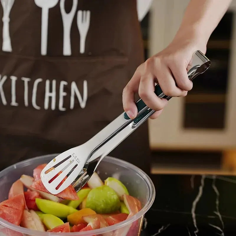 Stainless steel food tongs non-slip design