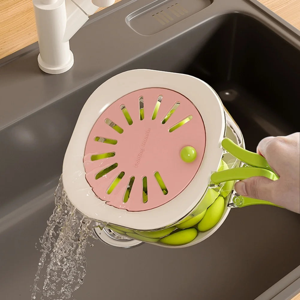 2-in-1 Double Layer Fruit Washing Basket with Lid